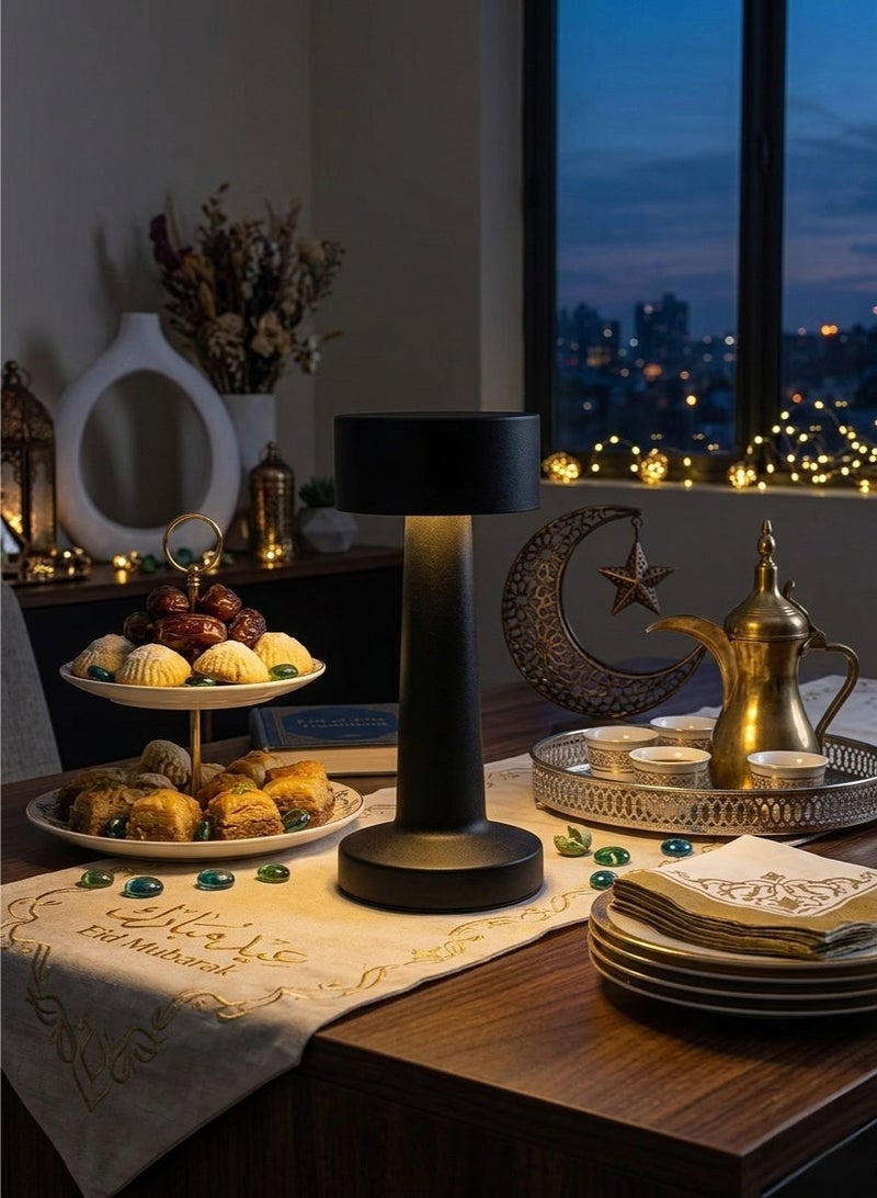 LED Table Lamp Portable USB Rechargeable – Modern Black Metal Desk Lamp, Cordless Touch Control Night Light, Dimmable Battery Operated Lamp for Bedroom, Office Desk, Restaurant, Bedside Table, Three Color Modes - Image 2