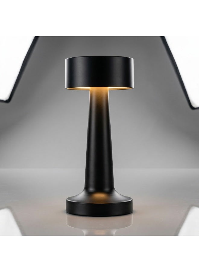 LED Table Lamp Portable USB Rechargeable – Modern Black Metal Desk Lamp, Cordless Touch Control Night Light, Dimmable Battery Operated Lamp for Bedroom, Office Desk, Restaurant, Bedside Table, Three Color Modes - Image 4