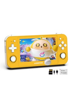 ANBERNIC  RG505 Retro Game Handheld Game Console with 128GB TF-card Built-in 3000+ Games, 4.95-inch OLED Touch Screen with Android 12 System, Unisoc Tiger T618 and Compatible with Google Play Store (Yellow)  - Image 1