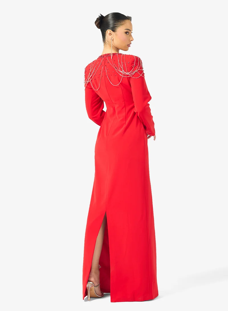 Ginger Boutique Rhinestone Embellished Luxe Evening Gown