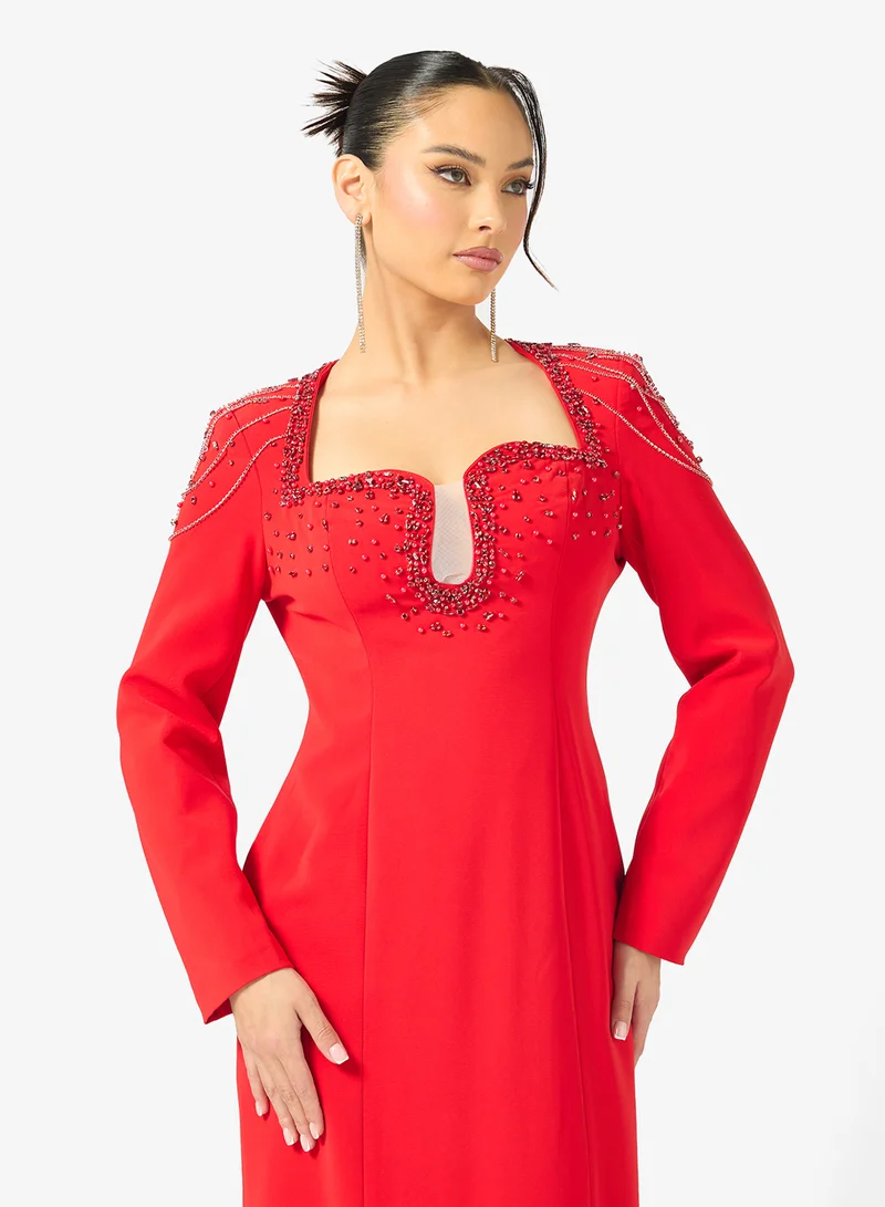 Ginger Boutique Rhinestone Embellished Luxe Evening Gown
