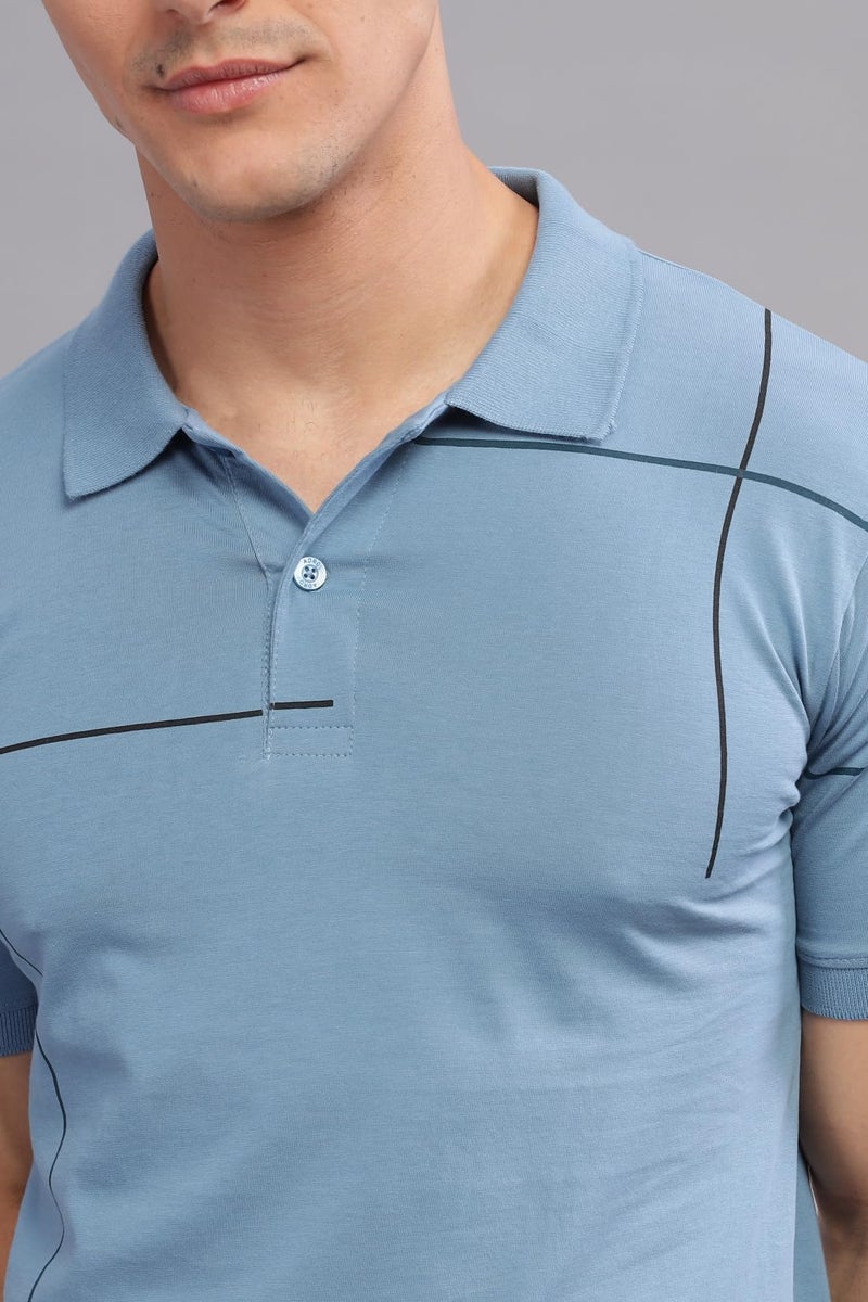 ADRO Polo T Shirt for Men|Printed Regular Fit Polo T Shirt |Cotton Polo T Shirt Also in Plus Size|Pnop24-L1-Sksbbl-2Xl Shadow Blue - Image 4