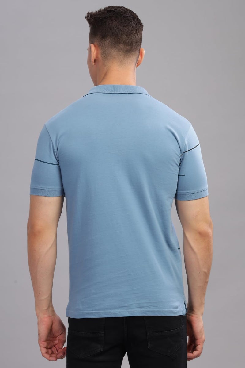 ADRO Polo T Shirt for Men|Printed Regular Fit Polo T Shirt |Cotton Polo T Shirt Also in Plus Size|Pnop24-L1-Sksbbl-2Xl Shadow Blue - Image 3