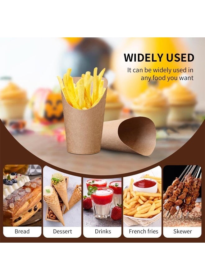 DUNISO 50PCS Disposable French Fries Holder,French Fries Cup Set, Take out Party Baking Supplies Snack Cups, Kraft Paper Snack Dessert Cups for Wedding, Birthday, Party - Image 3