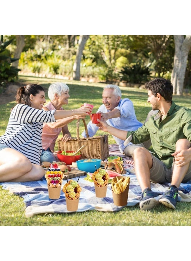 DUNISO 50PCS Disposable French Fries Holder,French Fries Cup Set, Take out Party Baking Supplies Snack Cups, Kraft Paper Snack Dessert Cups for Wedding, Birthday, Party - Image 5