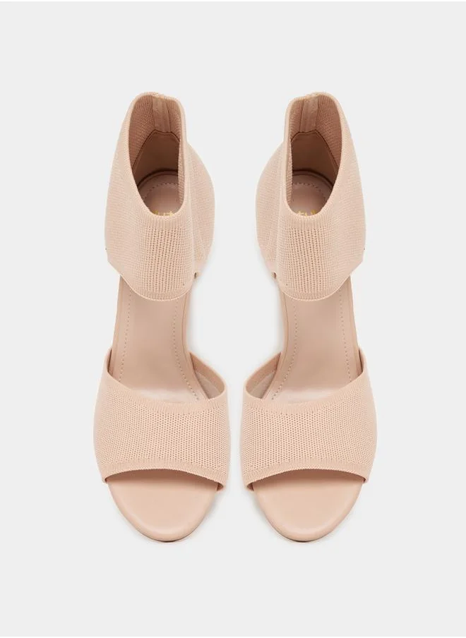 Styli Solid Peep Toe Wedge Sandals