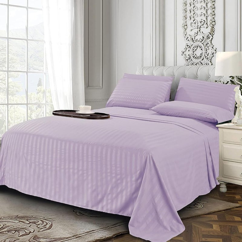 FOAM CRAFT® 4-Piece Stripe Bed Sheet Set - Lavender, Queen Size - Image 1