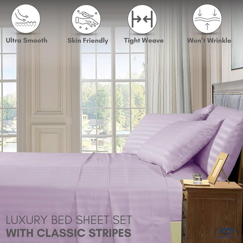 FOAM CRAFT® 4-Piece Stripe Bed Sheet Set - Lavender, Queen Size - Image 5