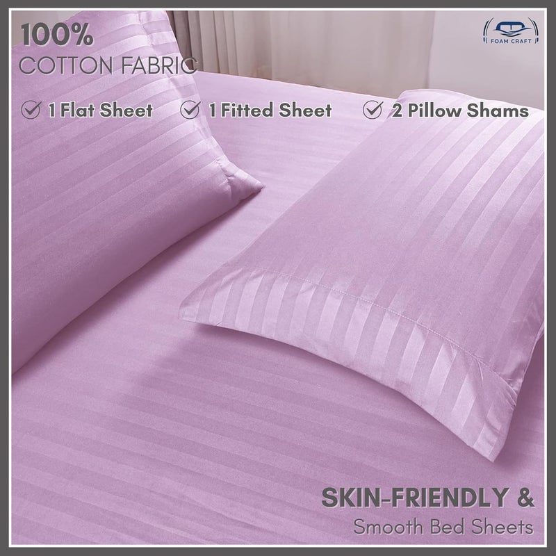 FOAM CRAFT® 4-Piece Stripe Bed Sheet Set - Lavender, Queen Size - Image 4