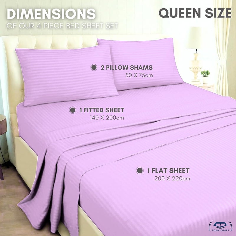 FOAM CRAFT® 4-Piece Stripe Bed Sheet Set - Lavender, Queen Size - Image 2