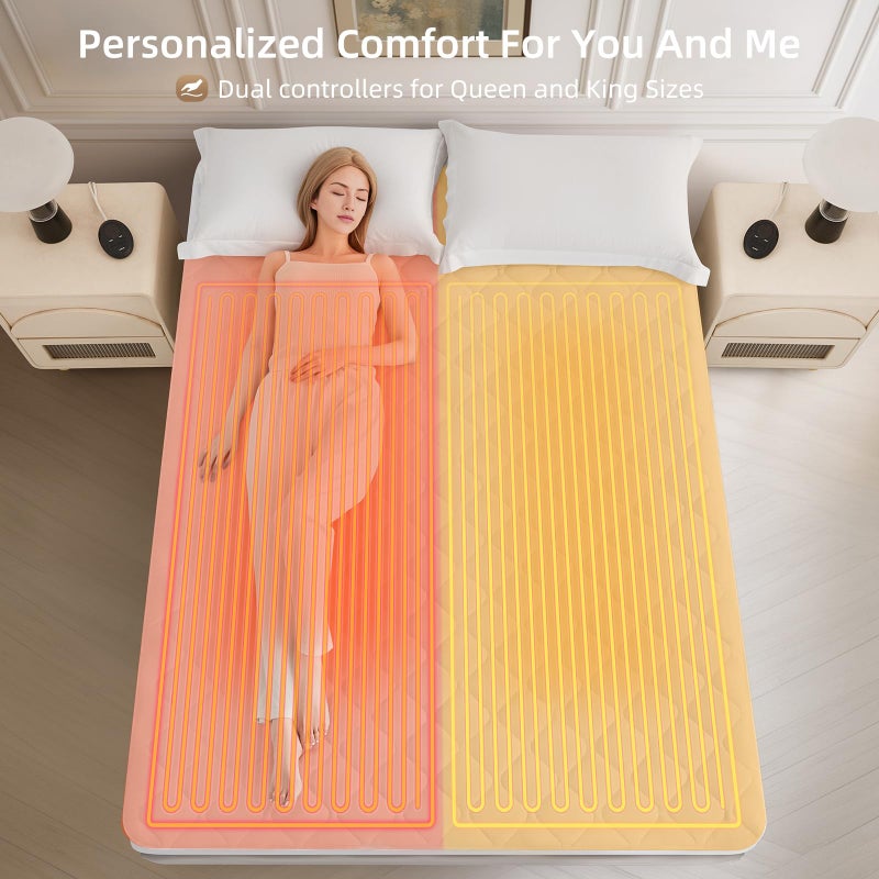 Bwarm Premium Quilted Heated Mattress Pad King Size, 78" x 80" Bed Warmer, 9 Heat Settings, 1-12 Hours Auto Off, Soft and Cozy, Deep Pocket, Fast Heating, Machine Washable - Image 2