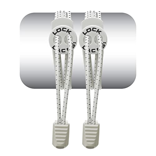 LOCK LACES Sammons Preston Lock Laces, White, Strong Elastic No-Tie Shoelaces with Locking Device, Make Any Lace-Up Footwear Into Slip On Shoes - Image 1