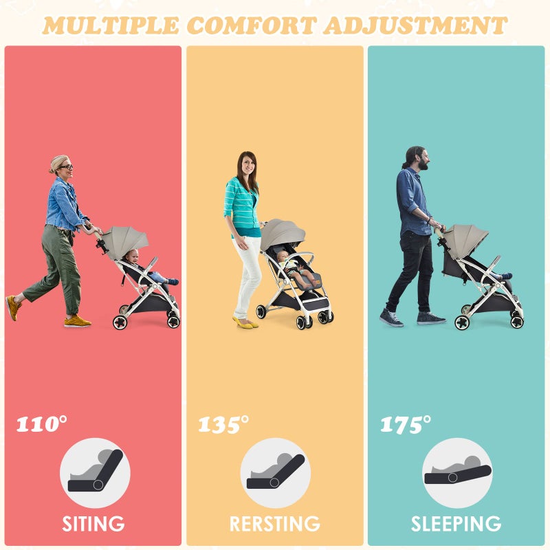 INFANS Lightweight Baby Stroller, Compact Infant with One-Hand Fold, Travel Stroller for Airplane with Cup Holder, Canopy 5-Point Harness Foot Cover for 6-36 Month - Image 3