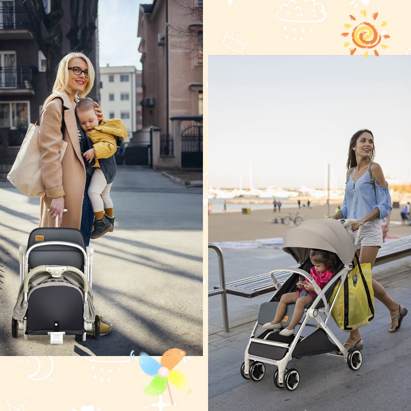 INFANS Lightweight Baby Stroller, Compact Infant with One-Hand Fold, Travel Stroller for Airplane with Cup Holder, Canopy 5-Point Harness Foot Cover for 6-36 Month - Image 2