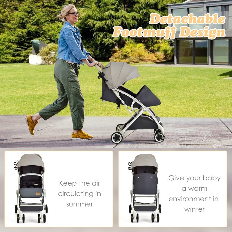 INFANS Lightweight Baby Stroller, Compact Infant with One-Hand Fold, Travel Stroller for Airplane with Cup Holder, Canopy 5-Point Harness Foot Cover for 6-36 Month - Image 4