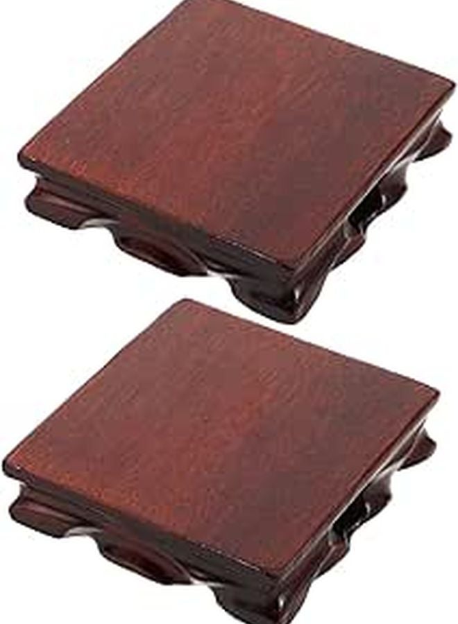 Solid Wood Pedestal Stand 10x10x2.7cm For Vase Teapot Display Home Decor - Image 1