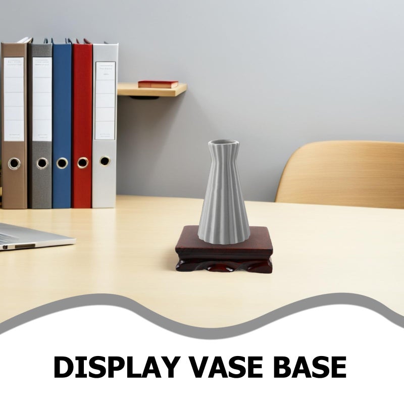 Solid Wood Pedestal Stand 10x10x2.7cm For Vase Teapot Display Home Decor - Image 4