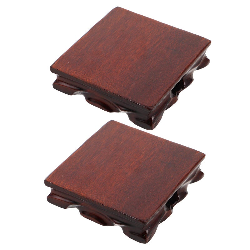 Solid Wood Pedestal Stand 10x10x2.7cm For Vase Teapot Display Home Decor - Image 2