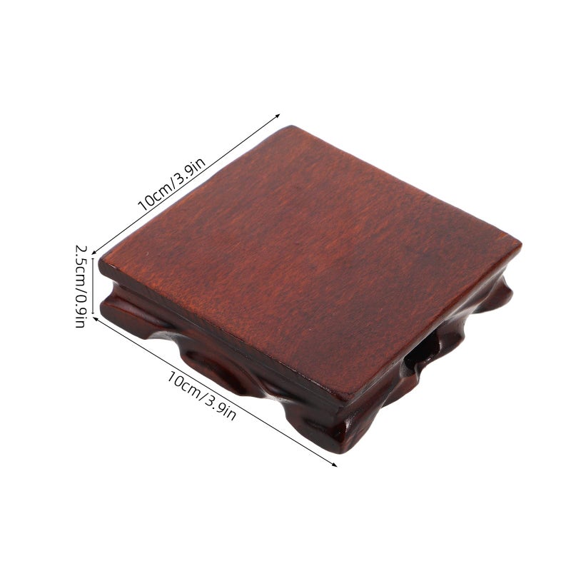 Solid Wood Pedestal Stand 10x10x2.7cm For Vase Teapot Display Home Decor - Image 3