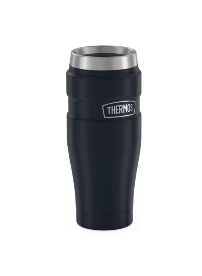 ترموس كوب سفر معزول بتفريغ الهواء من الفولاذ المقاوم للصدأ، لون أزرق داكن، سعة 16 أونصة - Image 3