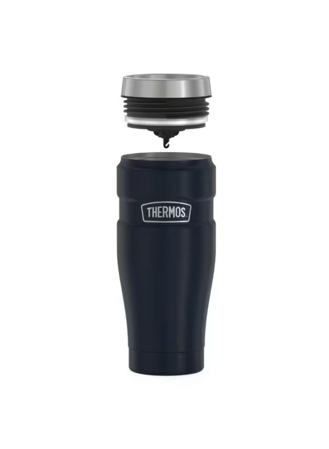 ترموس كوب سفر معزول بتفريغ الهواء من الفولاذ المقاوم للصدأ، لون أزرق داكن، سعة 16 أونصة - Image 4