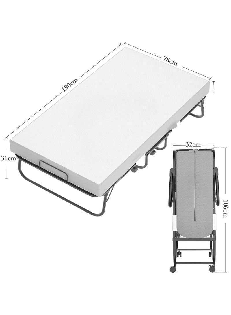 تشولوفز سرير مزدوج قابل للطي مزود بمرتبة - سرير قابل للطي 190*78 سم، سرير ضيوف متنقل مناسب للبالغين، سرير قابل للطي مزود بمرتبة من الإسفنج الذكي، أريكة سرير قابلة للطي موفرة للمساحة بإطار معدني متين - Image 2