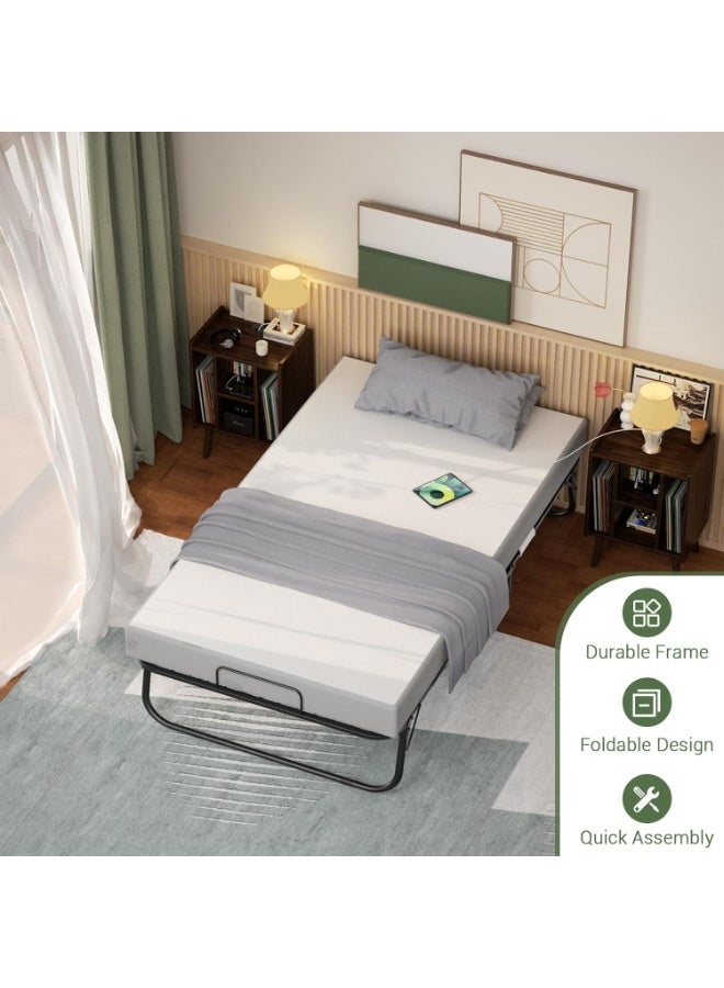 تشولوفز سرير مزدوج قابل للطي مزود بمرتبة - سرير قابل للطي 190*78 سم، سرير ضيوف متنقل مناسب للبالغين، سرير قابل للطي مزود بمرتبة من الإسفنج الذكي، أريكة سرير قابلة للطي موفرة للمساحة بإطار معدني متين - Image 3