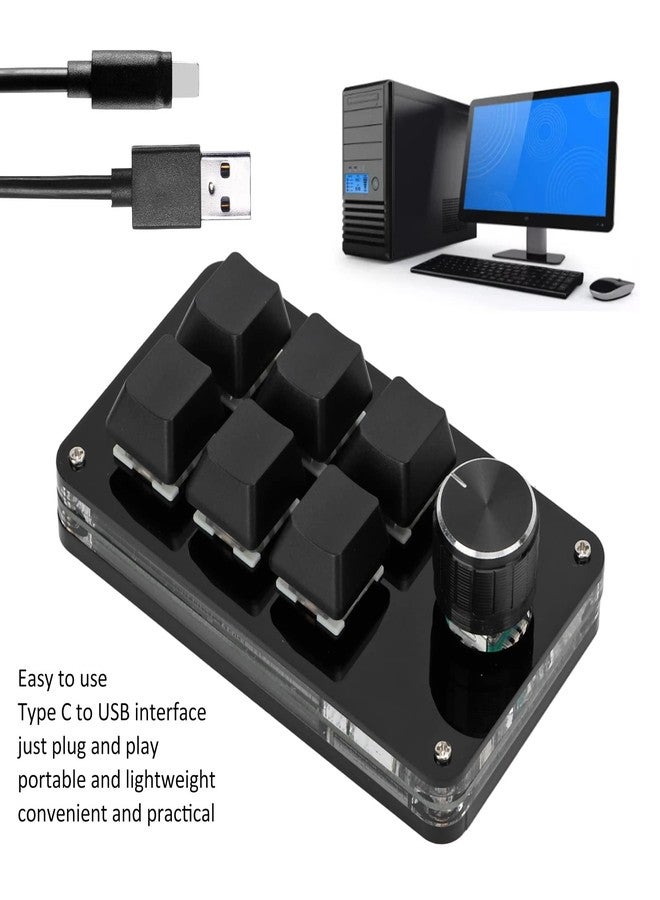 Sanpyl لوحة مفاتيح ألعاب ميكانيكية ميني ماكرو، 6 مفاتيح بيد واحدة USB لوحة مفاتيح للكمبيوتر مع مقبض، وظيفة اختصار قابلة للبرمجة، لنظام ويندوز، لنظام VISTA (أسود كامل) - Image 3
