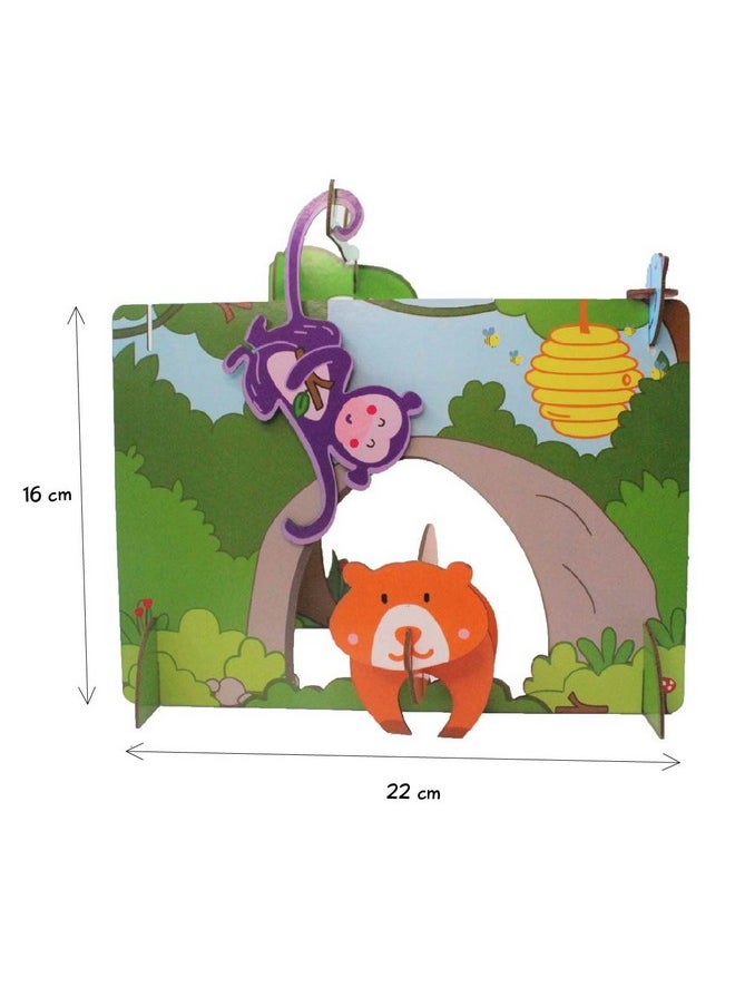 Shumee - shumee Forest Themed 3D Paper Art and Craft DIY Kit for Kids 5 Years Above to Create a Lion, a Tiger, a Bear, a Tortoise, a Monkey, a Snake, a Bird, a Rabbit, and an Alligator - Image 1
