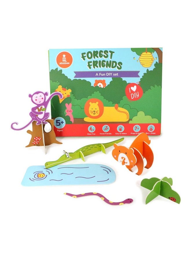 Shumee - shumee Forest Themed 3D Paper Art and Craft DIY Kit for Kids 5 Years Above to Create a Lion, a Tiger, a Bear, a Tortoise, a Monkey, a Snake, a Bird, a Rabbit, and an Alligator - Image 1