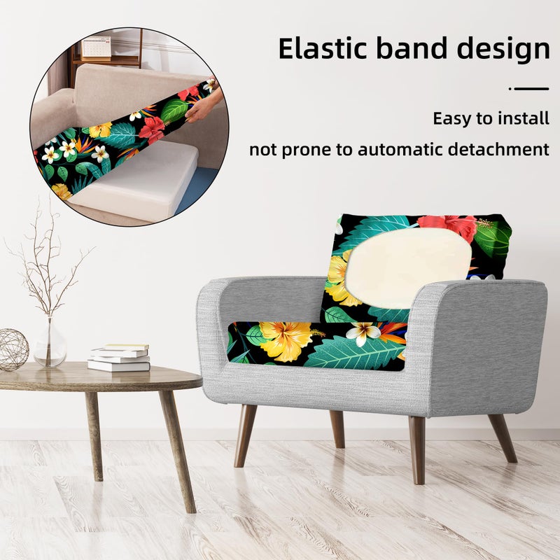 BIETYONE 8Pcs Stretch Patio Cushion Covers,Outdoor Couch Covers Replacement,Outdoor Couch & Sofa Slipcovers,for Patio Furniture Cushion Covers,Washable Reusable Furniture Protector (Floral Leaf,Cover Only) - Image 5