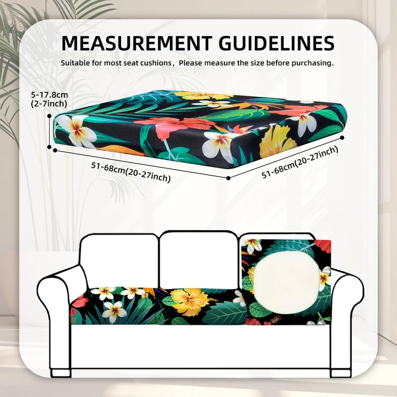 BIETYONE 8Pcs Stretch Patio Cushion Covers,Outdoor Couch Covers Replacement,Outdoor Couch & Sofa Slipcovers,for Patio Furniture Cushion Covers,Washable Reusable Furniture Protector (Floral Leaf,Cover Only) - Image 2