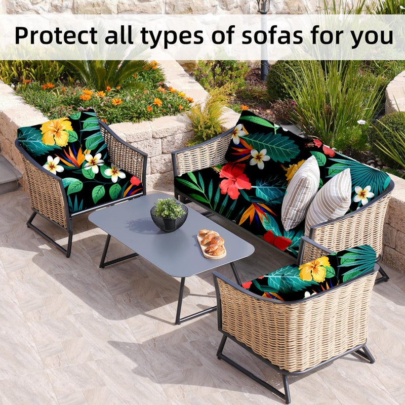 BIETYONE 8Pcs Stretch Patio Cushion Covers,Outdoor Couch Covers Replacement,Outdoor Couch & Sofa Slipcovers,for Patio Furniture Cushion Covers,Washable Reusable Furniture Protector (Floral Leaf,Cover Only) - Image 4