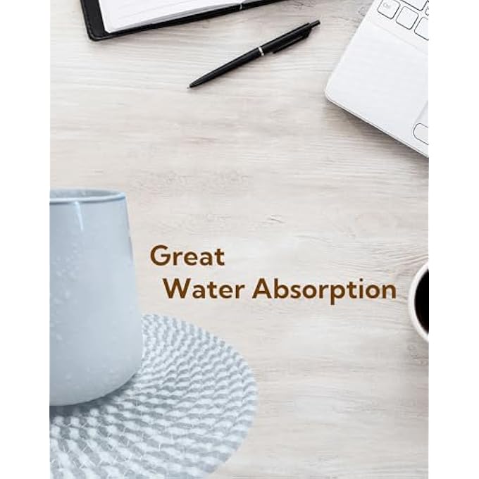 ريحني حوامل أكواب لأسطح عمل المطبخ، مفارش طاولة مستديرة غير قابلة للانزلاق، حاملات أواني ساخنة، حصيرة عازلة للأكواب، قواعد أكواب منسوجة، مجموعة من 6 قطع للمطبخ 20 سم - Image 5