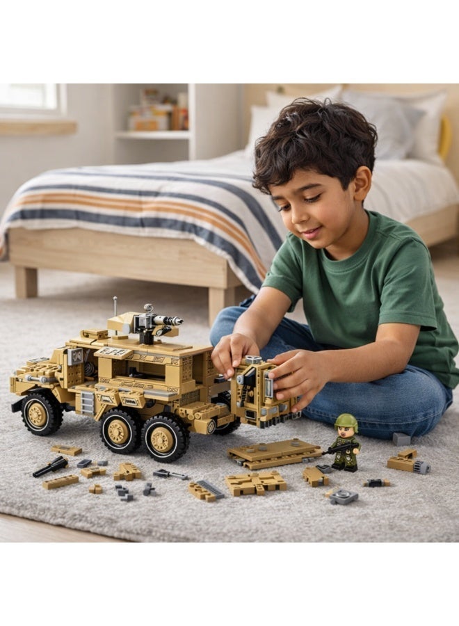 Qman Thunder Mission Heavy Armored Vehicle Building Set – 603 Pieces with 3 Soldier Minifigures – Military Construction Toy for Kids Ages 6+ - Image 3