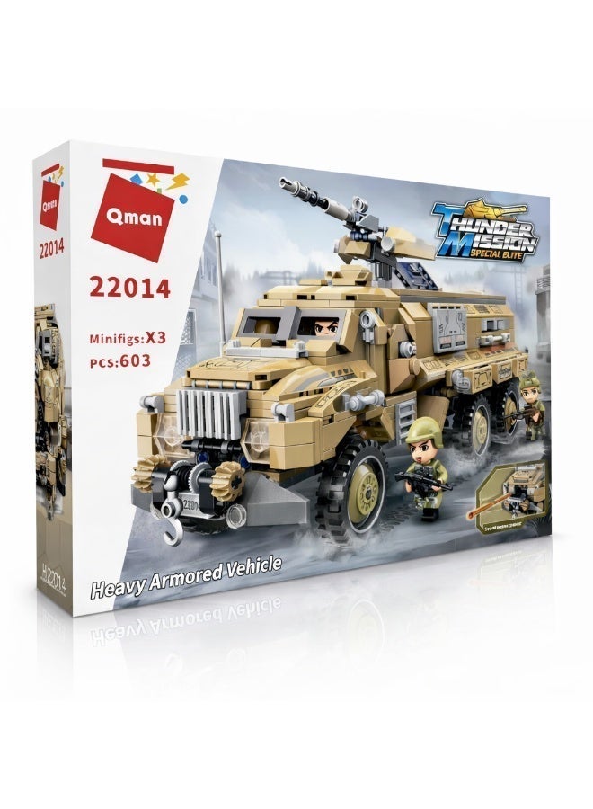 Qman Thunder Mission Heavy Armored Vehicle Building Set – 603 Pieces with 3 Soldier Minifigures – Military Construction Toy for Kids Ages 6+ - Image 5