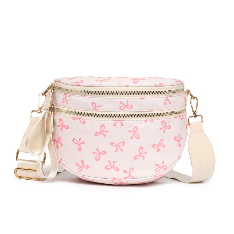 Myhozee Crossbody Bags for Women Nylon Fanny Packs Cross Body Bag for Woman Belt Bum Bags Sling Bag Crossbody Purses for Women Mom Purse Fashion Waist Packs, Bow - Image 1