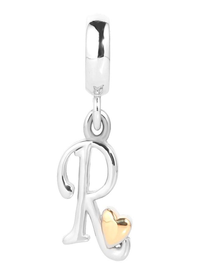 QueenCharms Initial A-Z Letter Charm Golden Heart Alphabet Dangle Beads For Bracelets & Necklaces (R) - Image 2