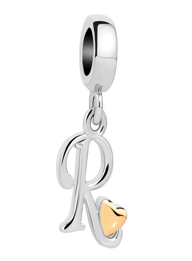 QueenCharms Initial A-Z Letter Charm Golden Heart Alphabet Dangle Beads For Bracelets & Necklaces (R) - Image 1