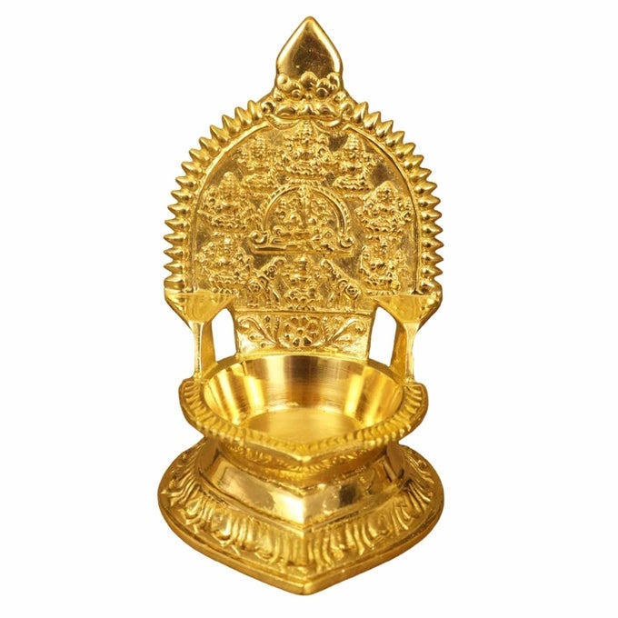 TRADITIONAL BRASS ASHTALAKSHMI DIYA FOR PUJA DEEPAM OIL LAMP EIGHT FORMS OF LAKSHMI FOR HOME TEMPLE KAMATCHI DEVI MAA W340GM H55INCH GANESH ASHTALAKSHMI DIYA SMALL