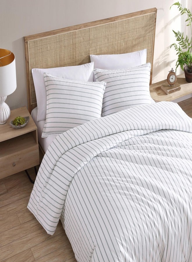 Stone Cottage - King Duvet Cover Set, Breathable Cotton Percale Bedding with Matching Shams, Striped Home Decor (Trenton Stripe Green, King) - Image 2