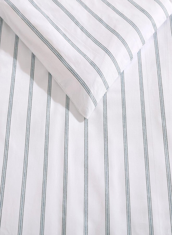 Stone Cottage - King Duvet Cover Set, Breathable Cotton Percale Bedding with Matching Shams, Striped Home Decor (Trenton Stripe Green, King) - Image 5