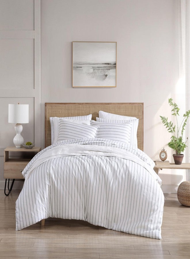 Stone Cottage - King Duvet Cover Set, Breathable Cotton Percale Bedding with Matching Shams, Striped Home Decor (Trenton Stripe Green, King) - Image 1