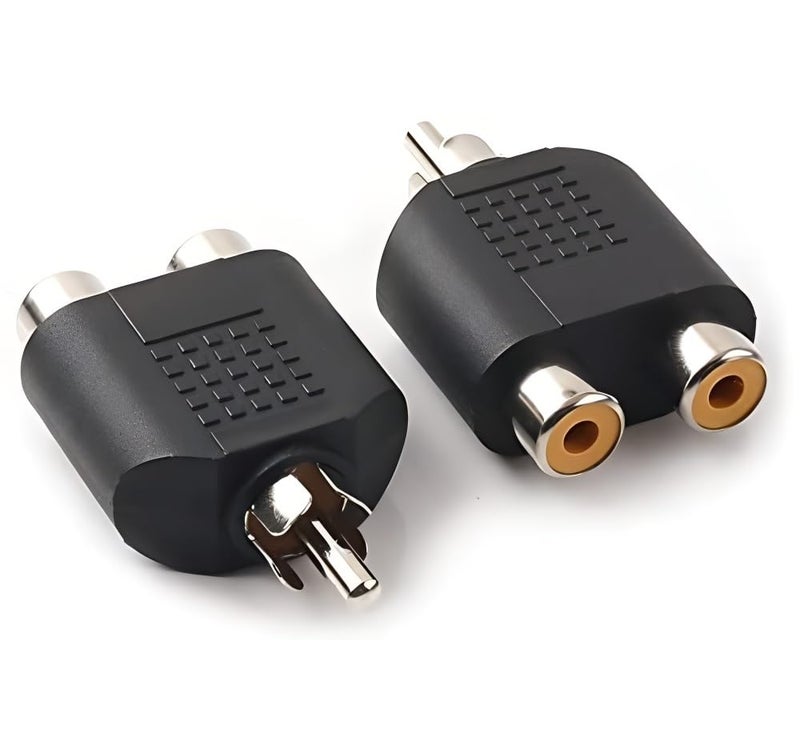 KNEUTRIX RCA Y Splitter Adapter – 1 Male to 2 Female (2-Pack) & Y Splitter Adapter, 1 R C A (F) to 2 Ports Female Jack Audio Video Connector (2 Pack) - Image 4