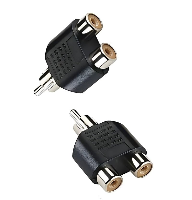 KNEUTRIX RCA Y Splitter Adapter – 1 Male to 2 Female (2-Pack) & Y Splitter Adapter, 1 R C A (F) to 2 Ports Female Jack Audio Video Connector (2 Pack) - Image 3