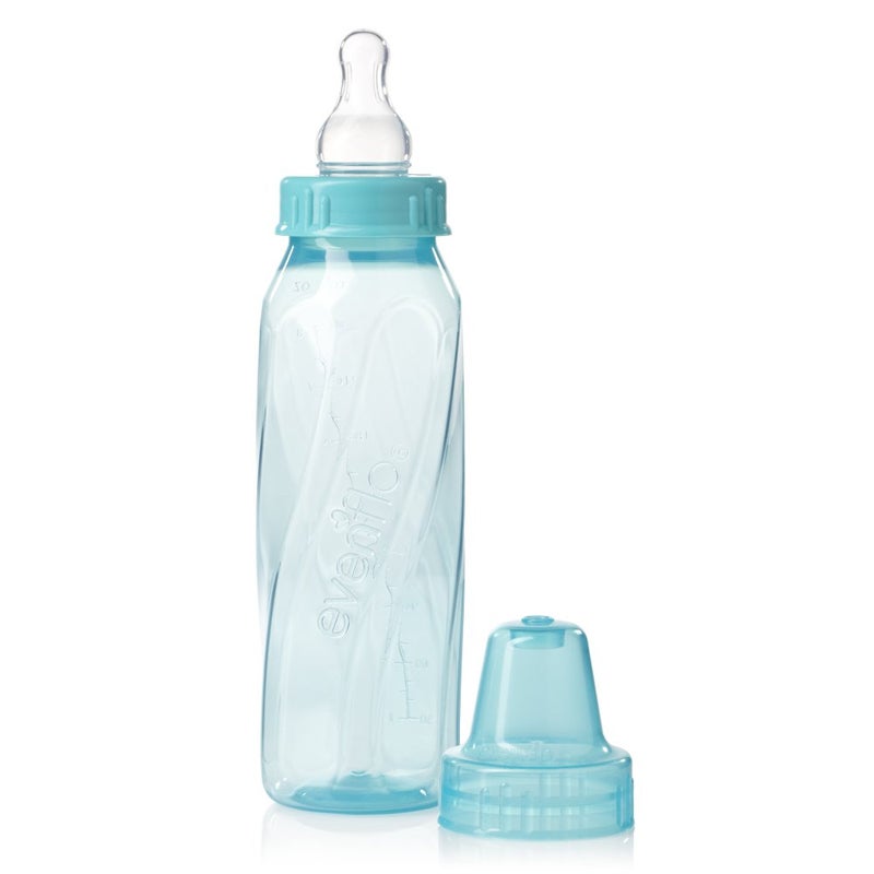 Evenflo Feeding Classic Tinted Plastic Standard Neck Bottles for Baby, Infant and Newborn - Teal/Green/Blue, 8 Ounce (Pack of 12) - Image 2