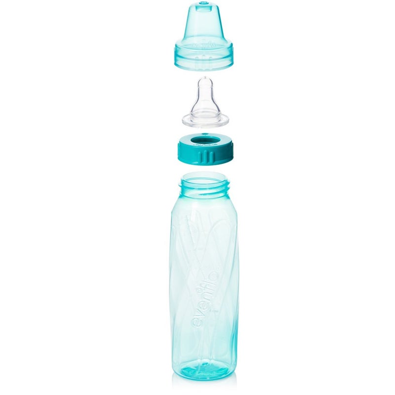 Evenflo Feeding Classic Tinted Plastic Standard Neck Bottles for Baby, Infant and Newborn - Teal/Green/Blue, 8 Ounce (Pack of 12) - Image 3