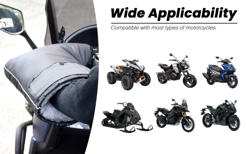Sparkmods Motorcycle Handlebar Muffs Gloves Riding Cycling Mittens for Scooter E-Bike Snowmobile ATV Cold Weather Waterproof Windproof Thermal Gloves with Reflective Strip (X-Large) - Image 4