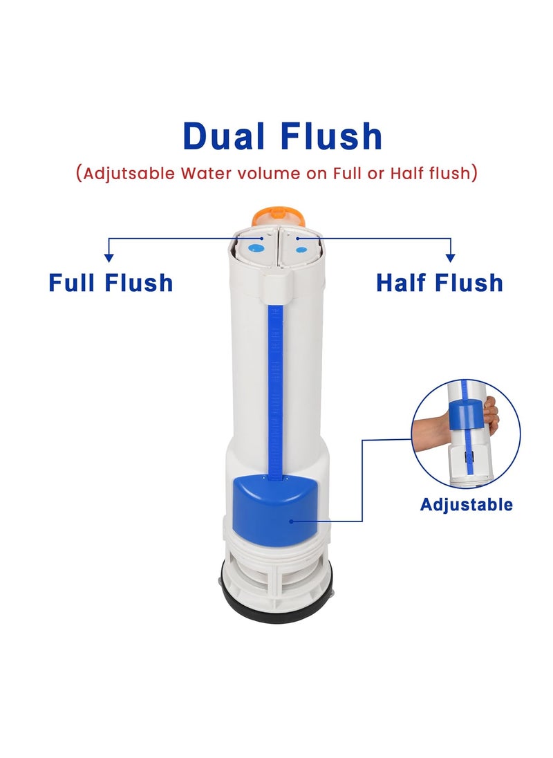 Prem's - Prems Plastic Double Flush Valve Cistern Fitting Siphon Fitting for Commode Floor Mounted Toilet Lid operated Flush Push Flush ValveConcealed Push Flush 12 inch for 1 Pc - Image 1
