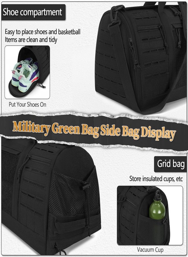 GMAK 21.5 Inch Military Tactical Duffle Bag for Men, 40L Sports Gym Bag with Shoe Compartment, Carry on Tote Travel Duffle Bag for Weekender Overnight Gym Workout Training Basketball Football, Black - Image 3